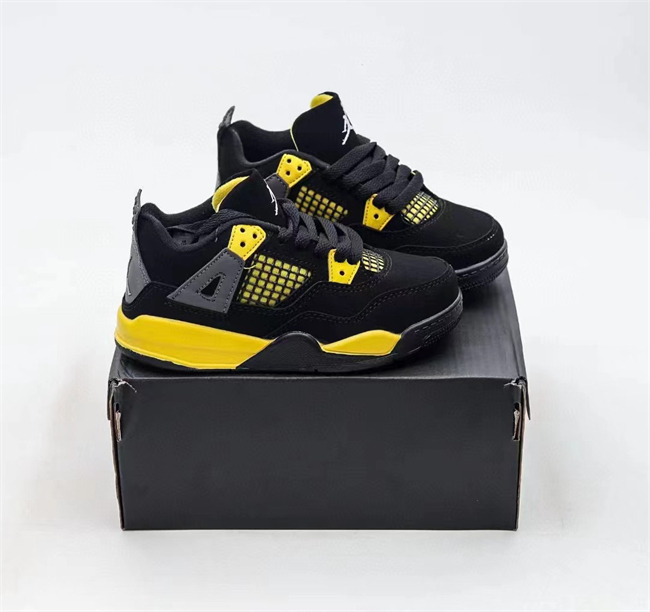 Youth Running weapon Super Quality Air Jordan 4 Black/Yellow Shoes 051